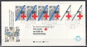 Netherlands, Scott cat. B592a. Red Cross Booklet Pane on a First Day Cover. ^