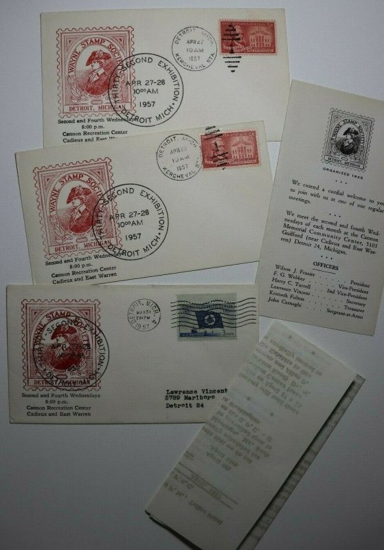 Wayne STamp Society Detroit MI 1957 Gen Anthony Wayne Philatelic Expo Cachet 