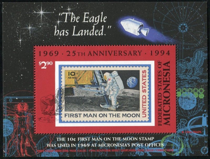 Micronesia C49, MNH. Michel 375 Bl.13. Manned Moon Landing, 25th Ann. 1994.