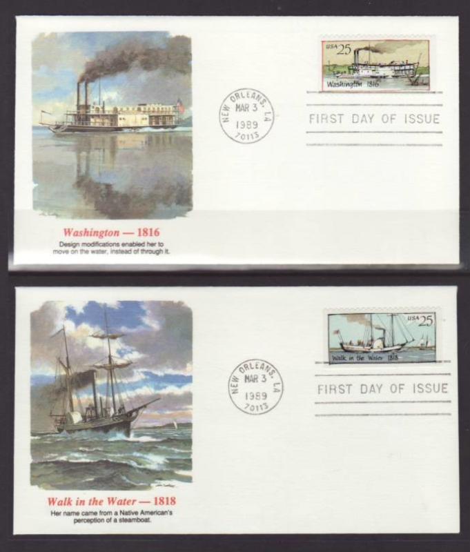 US 2405-2409 Riverboats 1989 S/5 U/A FDC