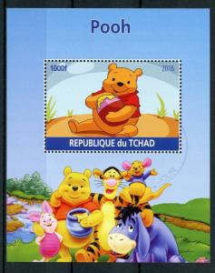Disney Stamps Chad 2016 CTO Winne The Pooh Bear Tigger Piglet Cartoons 1v M/S