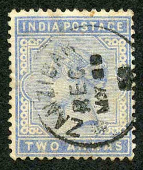 Zanzibar SGZ85 1882-90 India 2a Blue May 93 with CDS (type Z6) Used