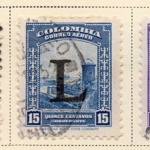 Colombia Air Post 1950 Early Issue Fine Used 15c. Optd 173187