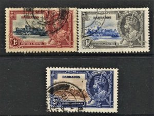 STAMP STATION PERTH - Barbados #186-188 KGV Silver Jubilee Used CV$18.00