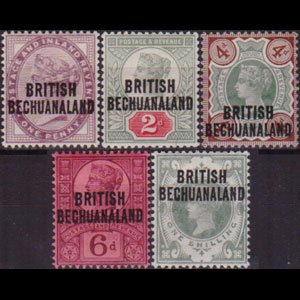 BECHUANALAND 1891 - Scott# 33-7 Queen Opt. Set of 5 LH