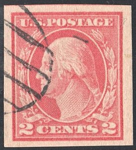 SC#482 2¢ Washington Imperforate Single (1916) Used