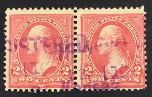 MOMEN: US STAMPS #2c PAIR USED LOT #44468