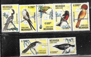 Nicaragua #C1172-C1178  Birds   (CTO) CV$2.50