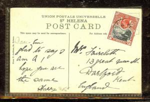 ST HELENA (P0210B) KE 1D ON 1912 PPC  TO KENT ENGLAND