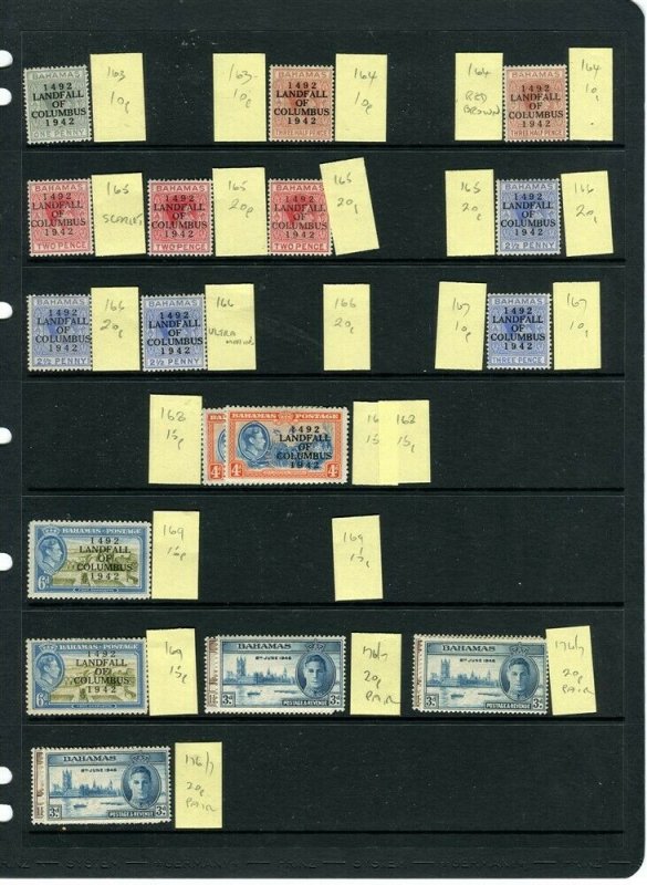 BAHAMAS; 1938-40s early GVI issues useful small Mint STOCK LOT