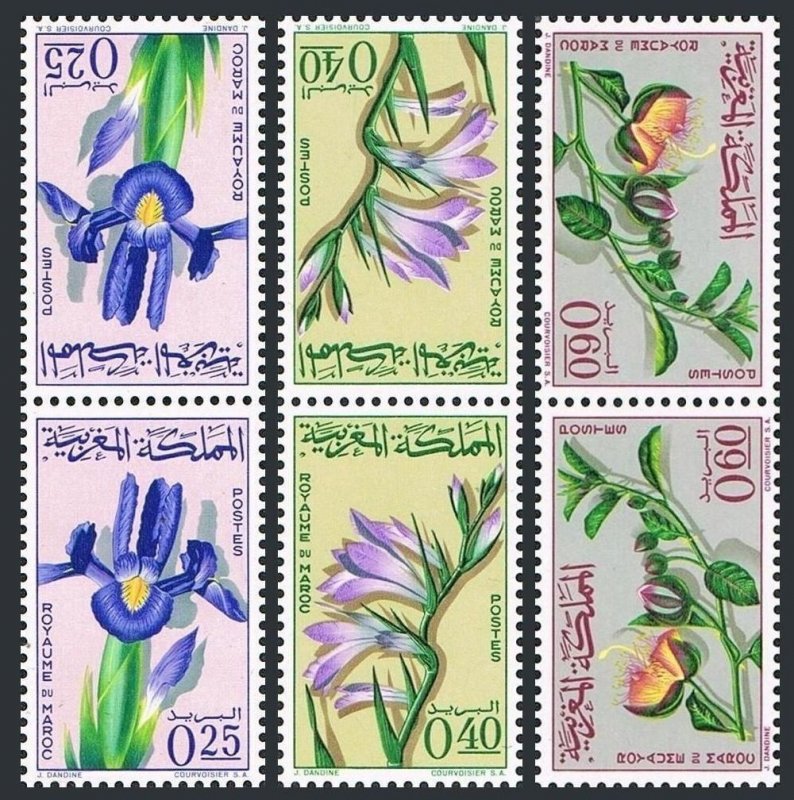 Morocco 115-117 tete-beche,MNH.Michel 542-544 t/b. Flowers 1965.