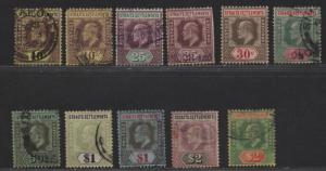 $Straits Settlements Sc#115-119, 121-126 used-mint/F-VF, part set, Cv. $217.45