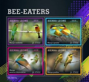 Sierra Leone - 2019 Bee-eaters on Stamps - 4 Stamp Sheet - SRL190515a