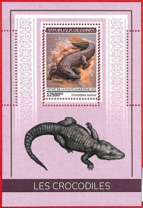 A1944 - GUINEA, ERROR: MISSPERF, SOUVENIR SHEET - 2019, crocodiles-