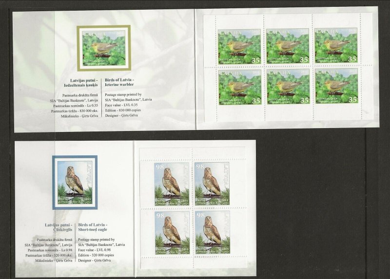 LATVIA Sc 790b-91b NH COMPLETE BOOKLETS of 2003 - BIRDS 