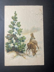 1934 Iceland Postcard Cover Reykjavik to Rork Deer Pine Tree