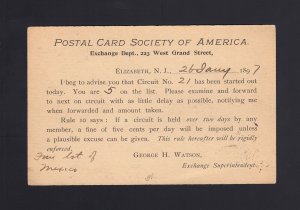 UX12 1897 POSTAL CARD SOCIETY Notification - MISCUT