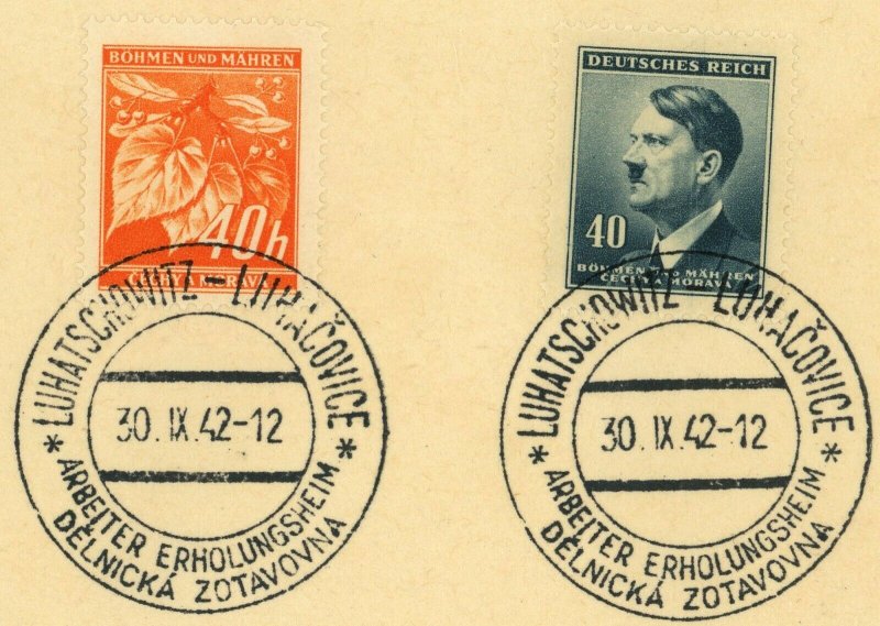 Luhačovice Occupied Czechoslovakia BOHEMIA MORAVIA Workers Rehabilitation Card