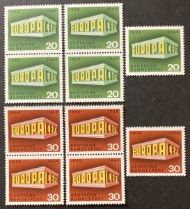 Germany 1969 #996-7, Europa, Wholesale Lot of 5, MNH, CV $3.50