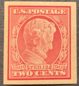 #368 – 1909 2c Lincoln, carmine, imperforate.