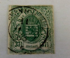 Luxembourg #11 UsedF/HR Imperf w/3 margins, close on top, 1859, 237 1/2c,