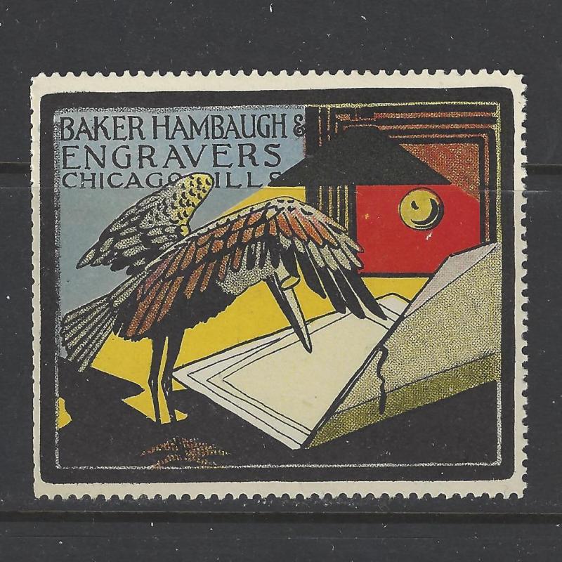 Early 1900s Baker Hambaugh & Co. Engravers, Chicago - Ad Poster Stamp (AW2)