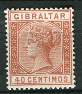 GIBRALTAR; 1889 early classic QV issue fine Mint hinged Shade of 40c. value