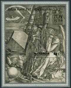 Mongolia 1039 sheet,MNH.Mi 1184 Bl.56. Paintings Melancholy by Durer,1978.