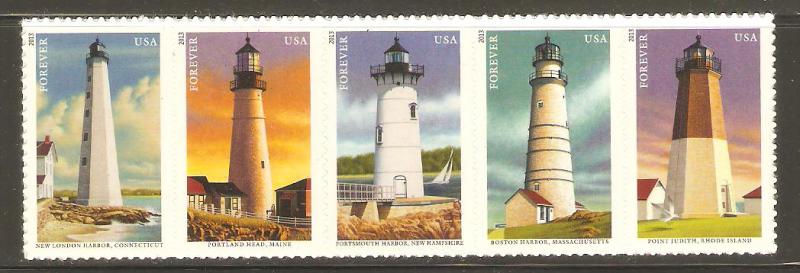 #4791-5 New England Lighthouses Mint NH