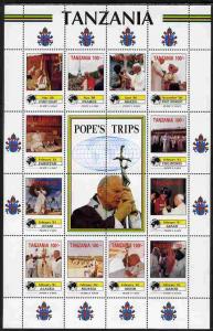 Tanzania 1992 Pope's Visits 1980-82 perf sheet of 16 cont...