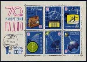 Russia 3040,CTO.Michel 3061-3066 Bl.39. Popov's radio pioneer work,75,1965.