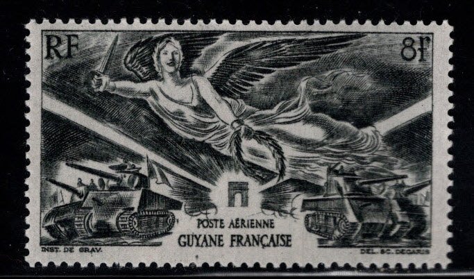 French Guiana Scott C11  airmail stamp MH*  winged Victory over tanks