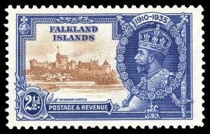 Falkland Islands 1935 KGV Silver Jubilee 2½d DOUBLE FLAGSTAFF mlh. SG 140e.