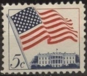 US 1208 (used) 5¢ flag over White House (1963)