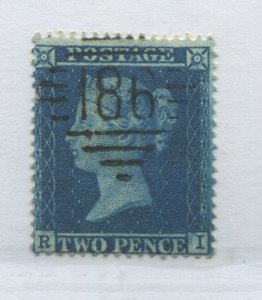QV 1858 2d Blue Star RJ, SG36a used with Dublin 186 diamond