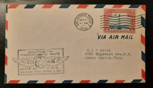 1930 First Flight Air Mail Cachet San Antonio Texas Grand Rapids Michigan