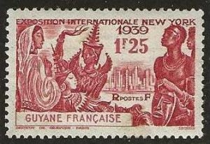 French Guiana 169, mint, never hinged, but lightly disturbed gum. 1939. (F552)