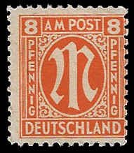 Germany #3N6a MNH; 8pf A.M.G. issue (1945)