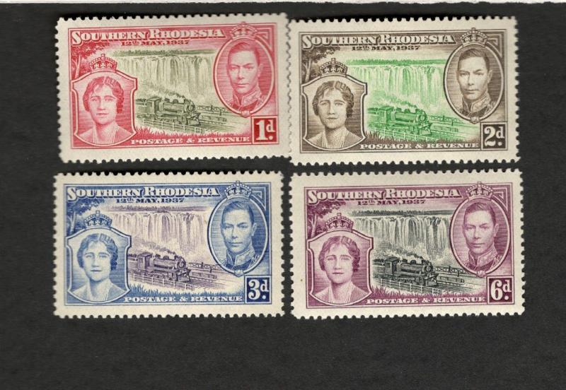 1937 Southern Rhodesia SCOTT #38-41 TRAINS MNH stamp