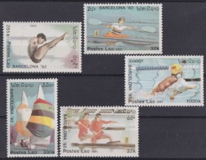 Laos 1991 MNH Stamps Scott 1016/1025 Sport Olympic Games Sailing Canoeing