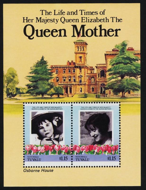 Tuvalu Nanumaga 49 MNH Queen Mother 85th Birthday, Flowers, Osborne House