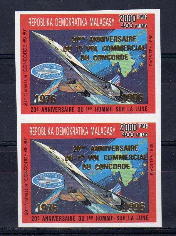 Madagascar 1996 S#1304 CONCORDE/HALLEY'S COMET PAIR IMPERFORATED MNH