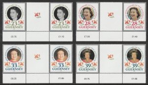 Guernsey 552-555 40th Anniversary of the Accession gutter pair set 4x2 MNH 1992