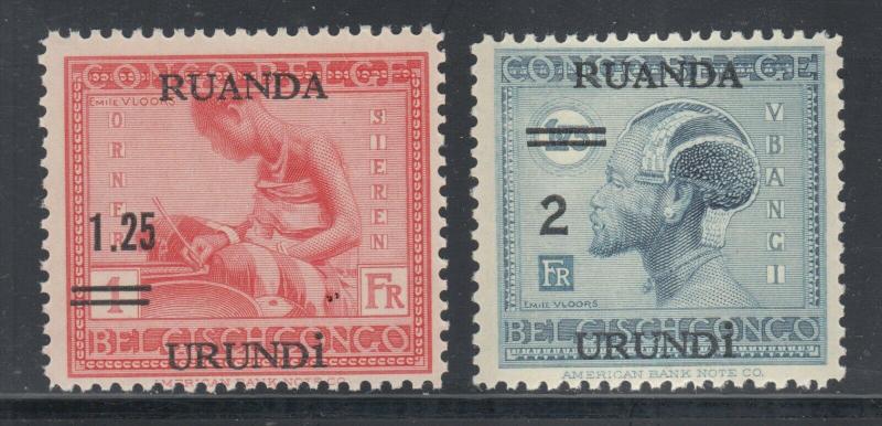 Ruanda Urundi Sc 35-36 MNH. 1931 Surcharges, cplt set of 2, fresh