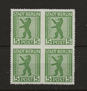 Germany Russia Zone 1945  Zig-Zag sg.RA8  block of 4, 1 stamp hinged mint