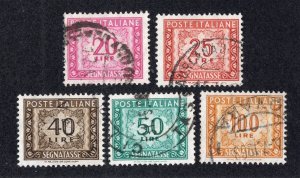 Italy 1955-66 20 l to 100 l Postage Dues, Scott J87-J88, J90-J92 used