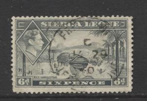 Sierra Leone - Scott 180 - KGVI - Definitive -1938 - Used - Single 6d Stamp