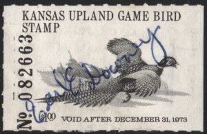 Kansas Wooten #13 Upland Game Bird Stamp (1973) Signed