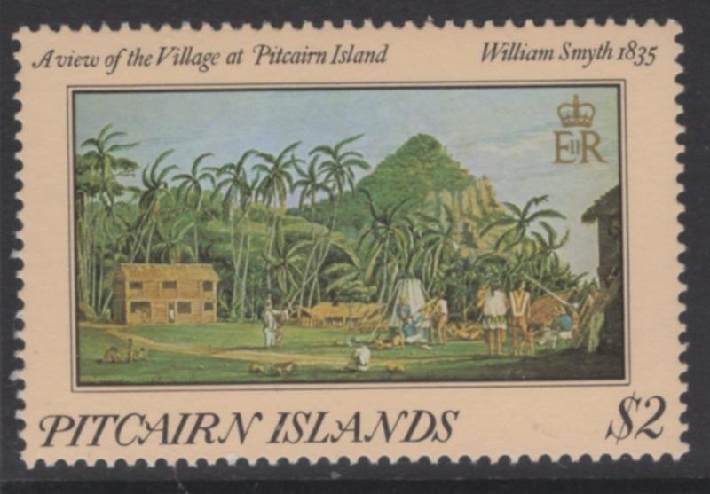 PITCAIRN ISLANDS SG267var 1985 $2 PAINTINGS INSCRIBED 1835 MNH