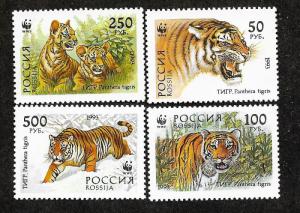 Russia 6178-6181 Mint NH WWF Flora Fauna Tigers & Cubs!